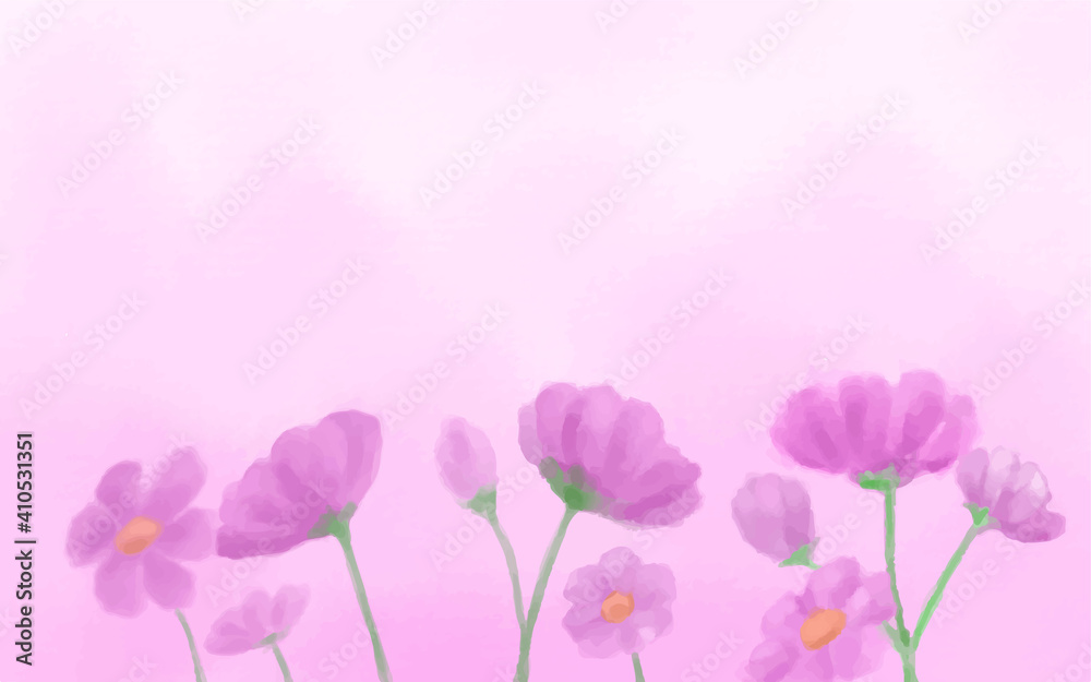 Purple flower on pink background