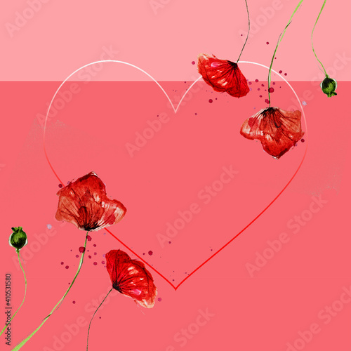 Romantic floral background, Happy Valentine's Day