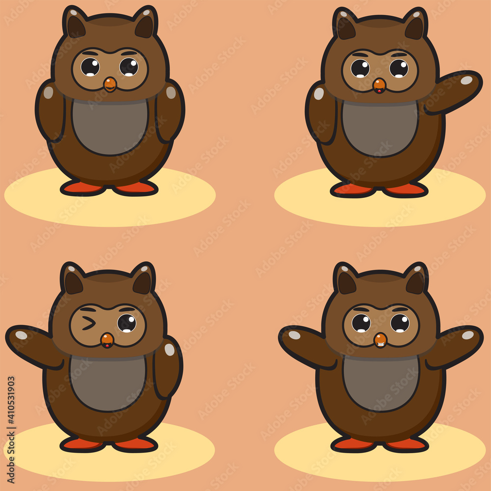 Isolated cartoon owls, vector set. Set of Cute Cartoon Owls. Isolated cartoon owls, vector set. Set of Cute Cartoon Owls.