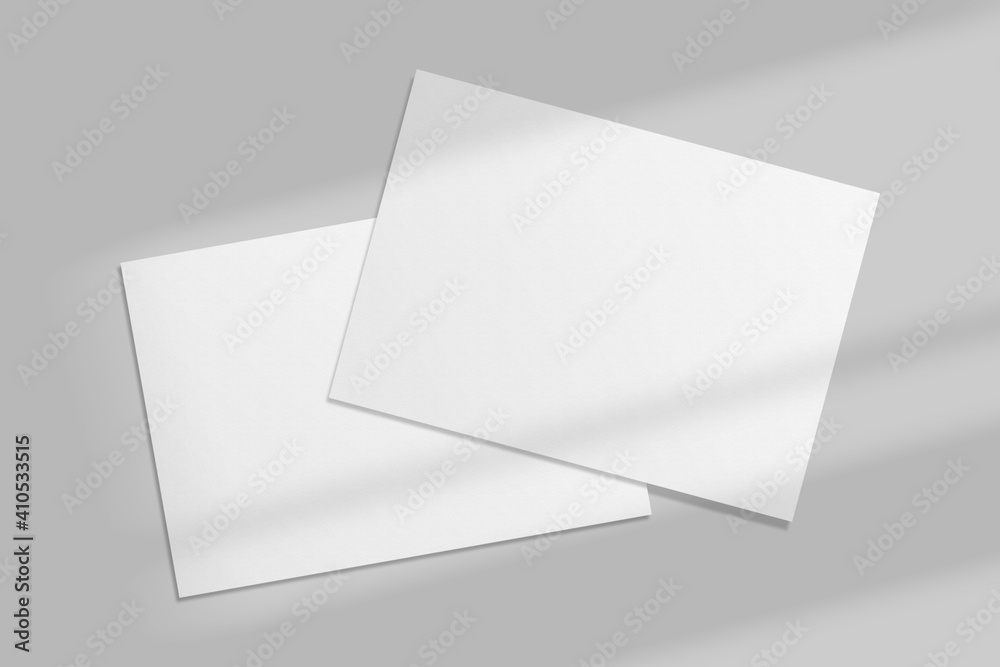 Realistic blank postcard illustration for mockup. 3D Render. - obrazy, fototapety, plakaty 