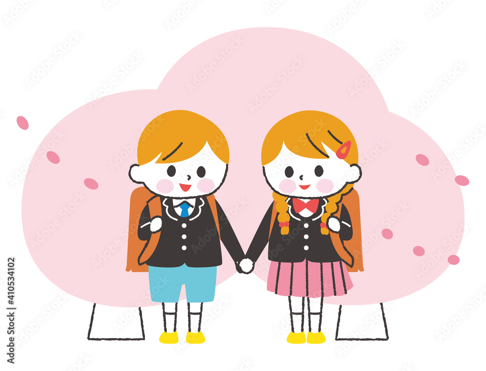 入学 小学生 イラスト 制服 白肌 入学 小学生 イラスト 制服 白肌