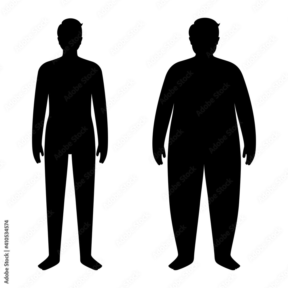 Obese and normal man Obese and normal man