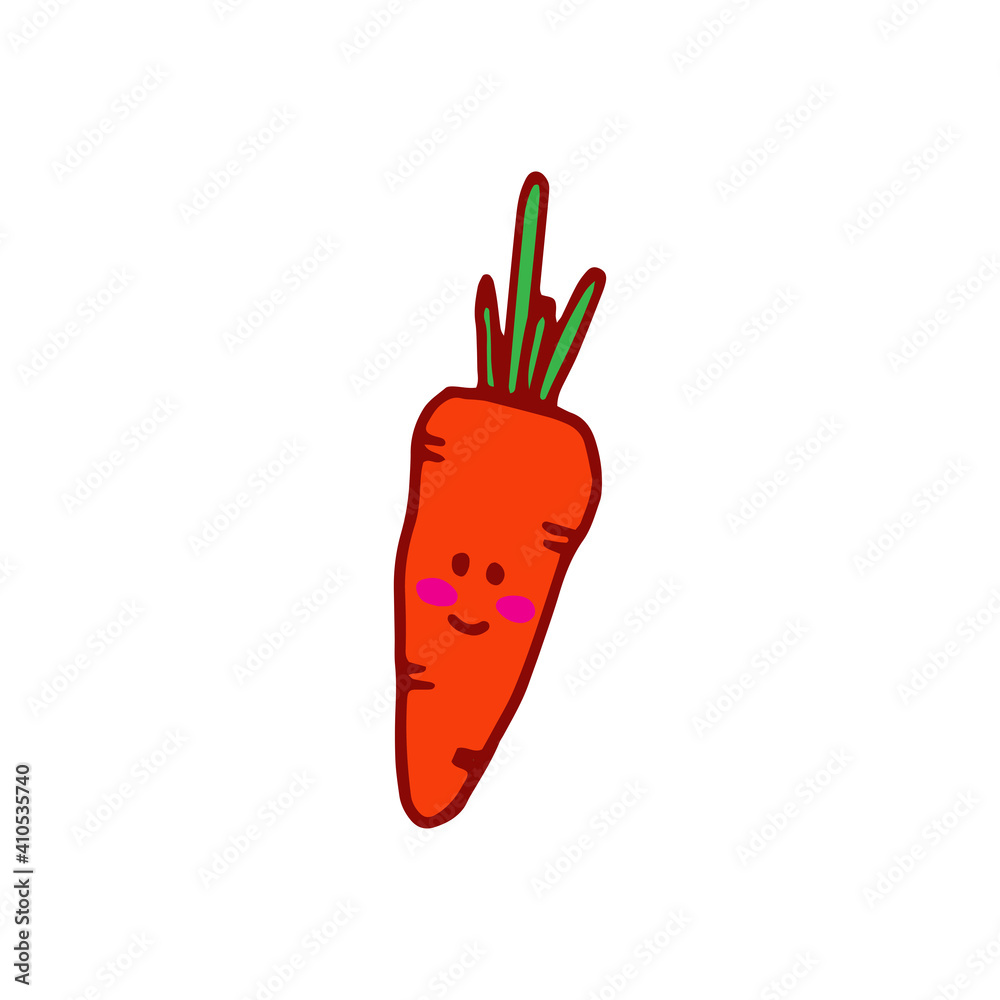 carrot vector illustration on white background. carrot icon with eyes and smiley face. happy emoticon, kawaii. hand drawn vector. doodle for kids, logo, sticker, clipart, poster, advertising, branding carrot vector illustration on white background. carrot icon with eyes and smiley face. happy emoticon, kawaii. hand drawn vector. doodle for kids, logo, sticker, clipart, poster, advertising, branding