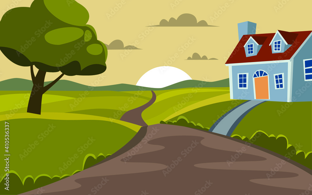 Rural landscape with house