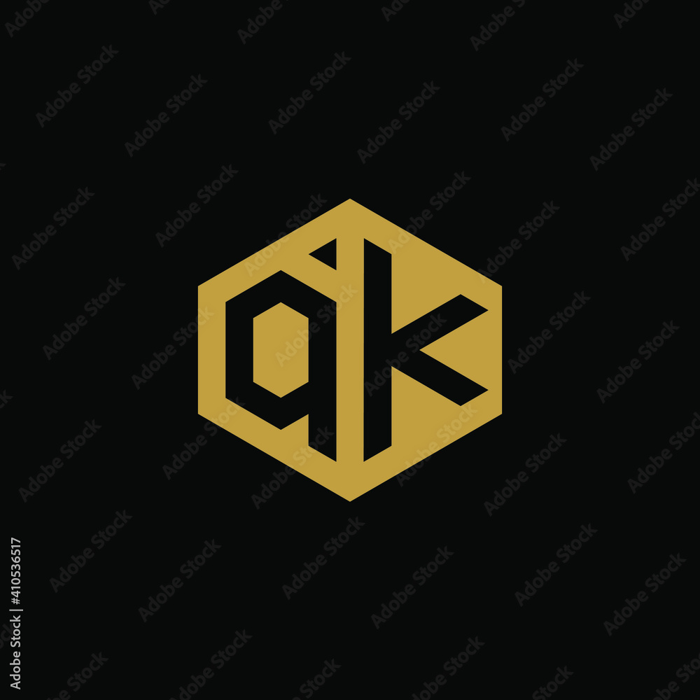Initial letter QK hexagon logo design vector Initial letter QK hexagon logo design vector
