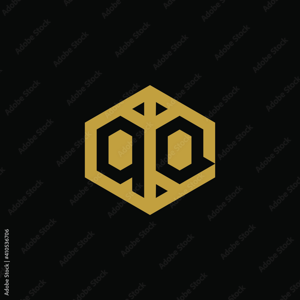Initial letter QQ hexagon logo design vector Initial letter QQ hexagon logo design vector