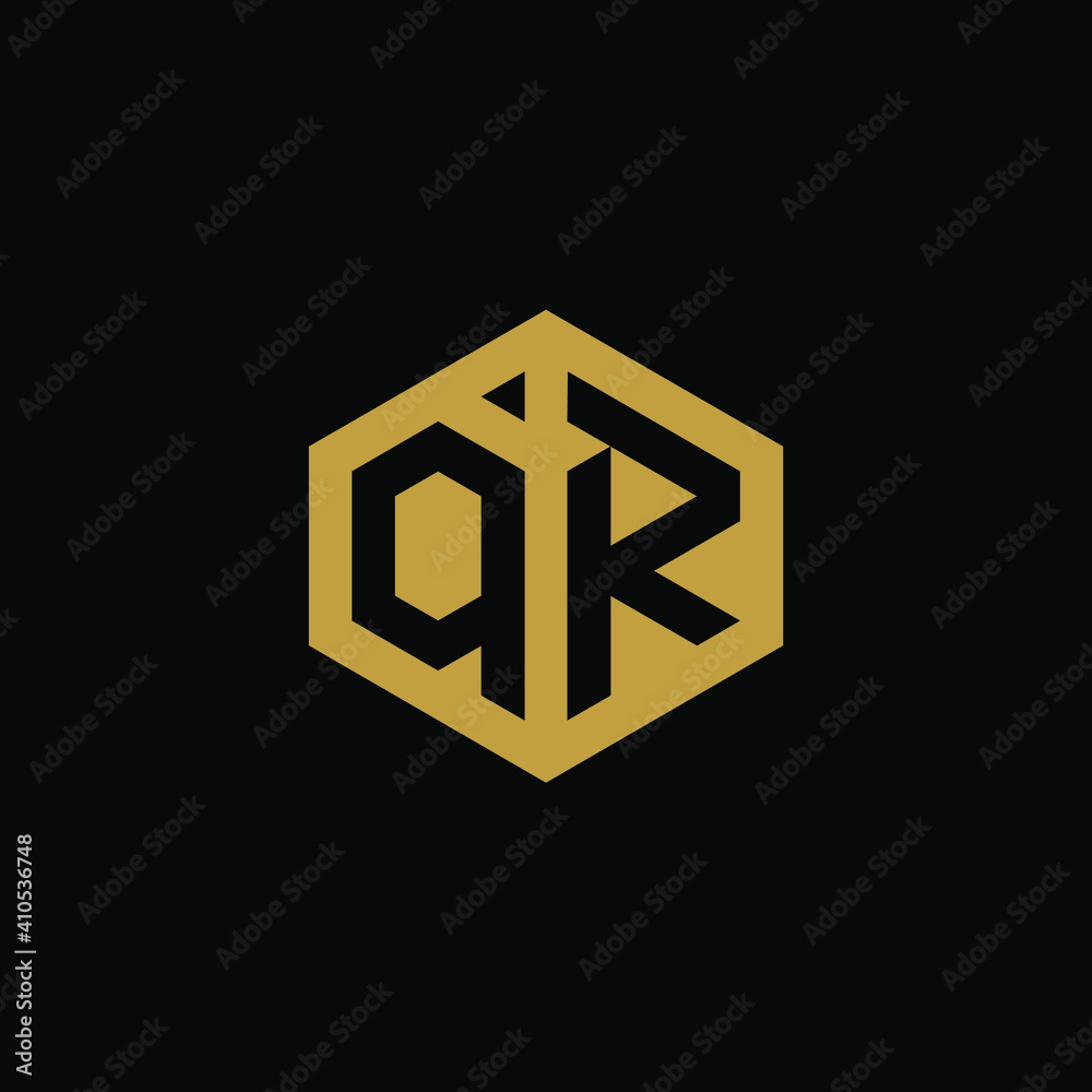 Initial letter QR hexagon logo design vector Initial letter QR hexagon logo design vector