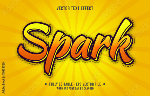 Editable text effect - Spark gradient orange color graffiti style