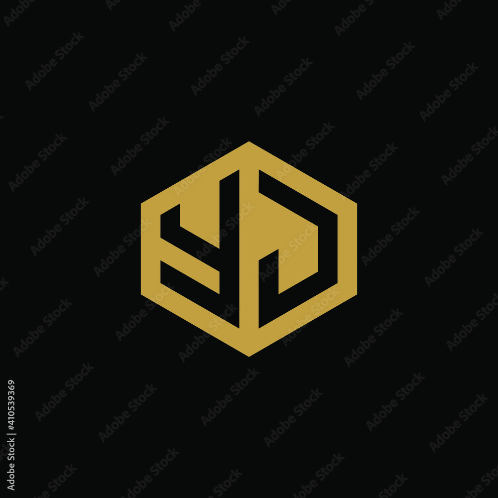 Initial letter YJ hexagon logo design vector