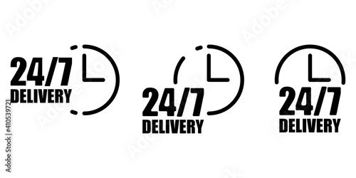 24 7 delivery in linear style. Contact button icon symbol vector. Stock image. EPS 10.