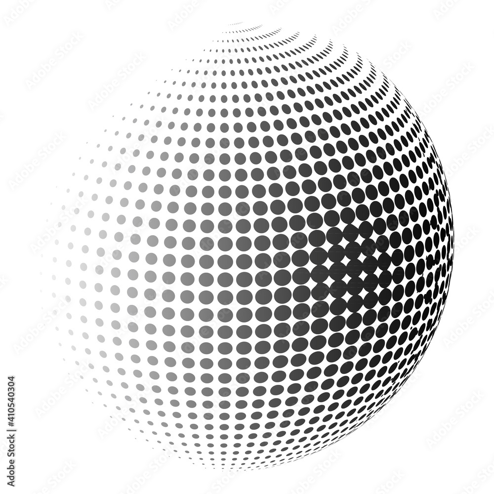 Gradient circles.  Spherical ball point. Abstract halftone dotted background. Geometric art. Stock image. EPS 10.