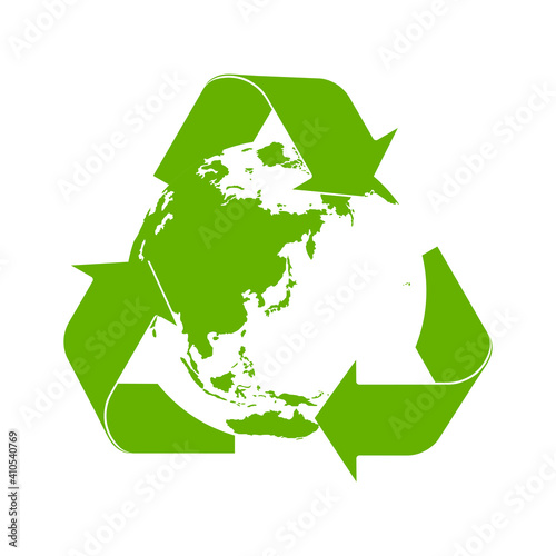 3 arrows around earth vector illustration ( recycle, ecology, 3R / recycle, reuse, reduce)