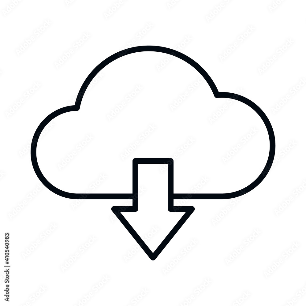 cloud storage and download icon, line style cloud storage and download icon, line style