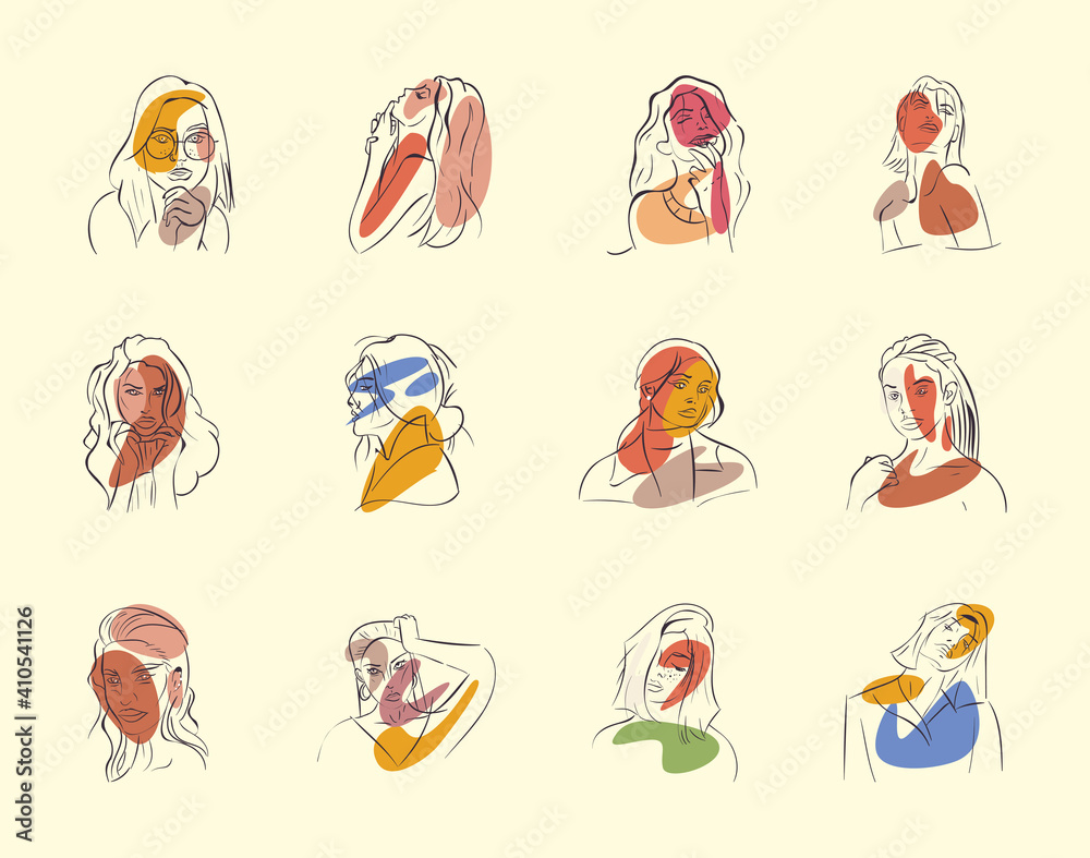 sexy women cartoons collection vector design Stock Vector | Adobe Stock