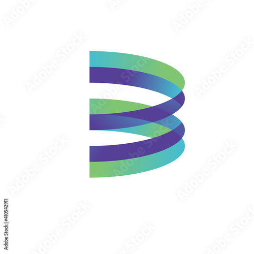 letter b color half oval shapes vector logo illustration