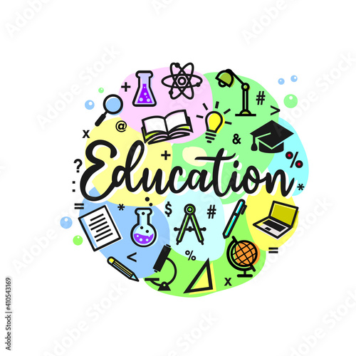 colorful Creative education icon concept flat vector illustration, colorful study icon vector illustration