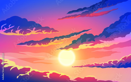 Sunset sky with clouds
