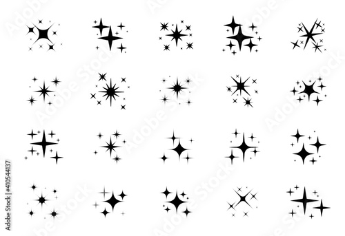 Sparkling stars. A shimmering star and glittering element on white background.
