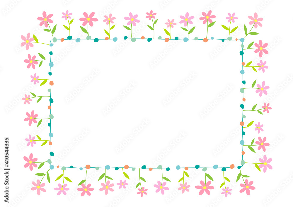 Spring flowers square frame template on white background. Spring flowers square frame template on white background.