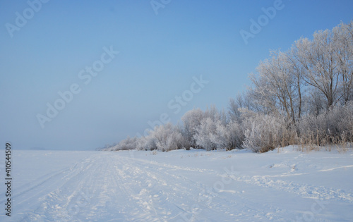 Winter fog in the vicinity of Omsk, Siberia Russia