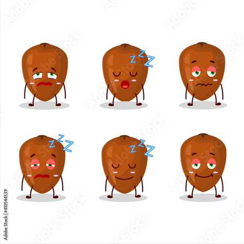 Cartoon character of sapodilla with sleepy expression