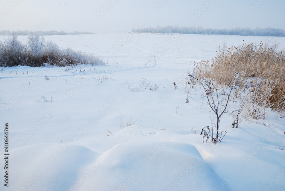 Winter fog in the vicinity of Omsk, Siberia Russia