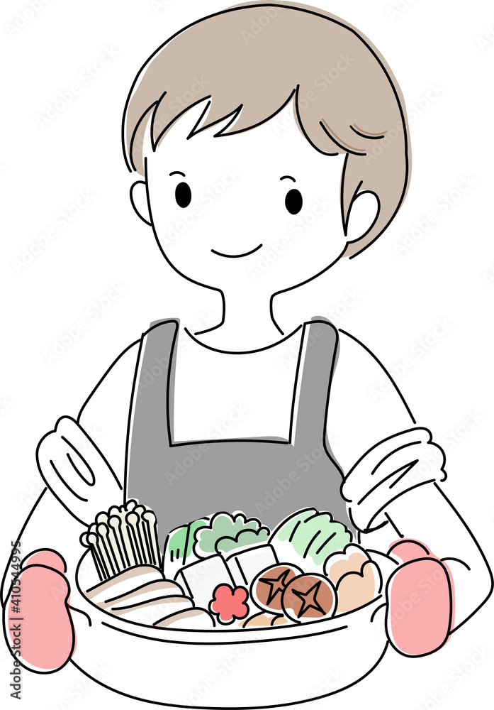 料理をする男性(お鍋) 料理をする男性(お鍋)