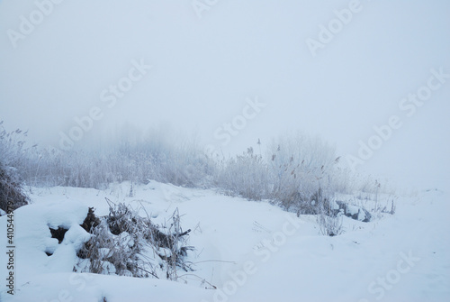 Winter fog in the vicinity of Omsk, Siberia Russia