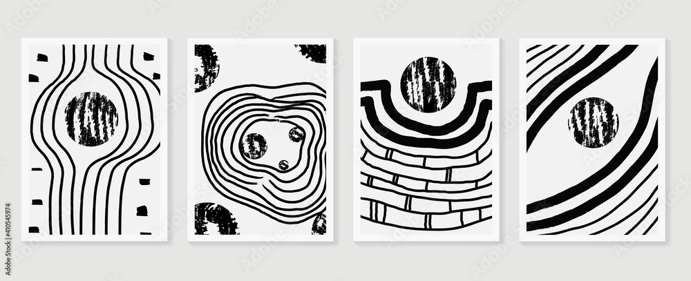Black and white abstract wall arts vector. Hand draw Organic shape design for wall framed prints, canvas prints, poster, home decor, cover, wallpaper. Vector illustration Black and white abstract wall arts vector. Hand draw Organic shape design for wall framed prints, canvas prints, poster, home decor, cover, wallpaper. Vector illustration