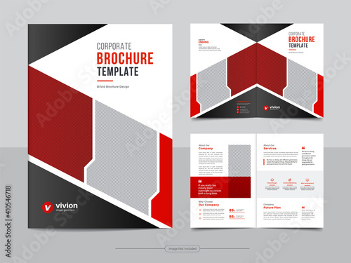 Corporate bi fold business brochure template design with clean, minimal, and modern shapes in A4 format.