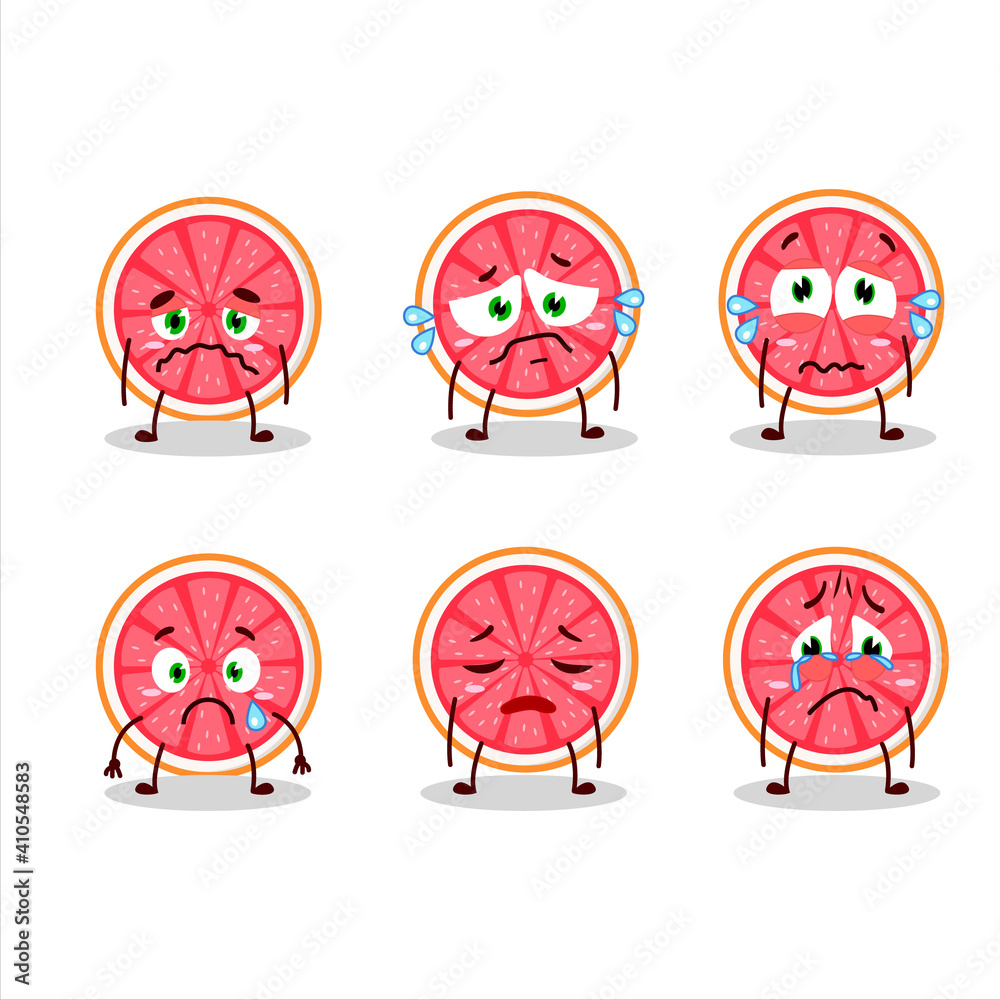 Cartoon character of slice of grapefruit with smile expression