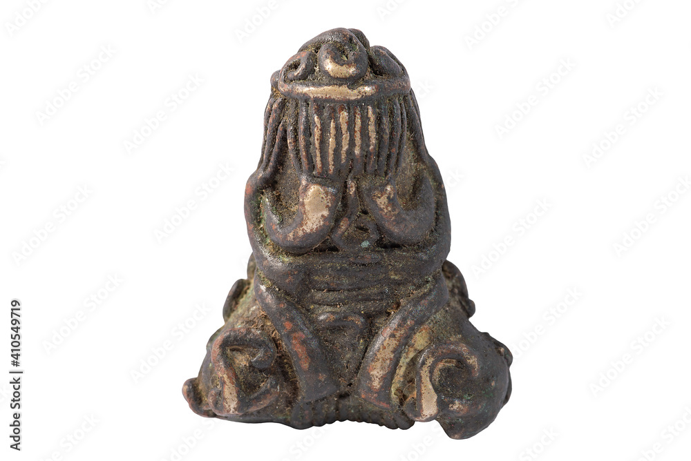 Amulets, Macro  Thai buddha amulet    isolated on white background.