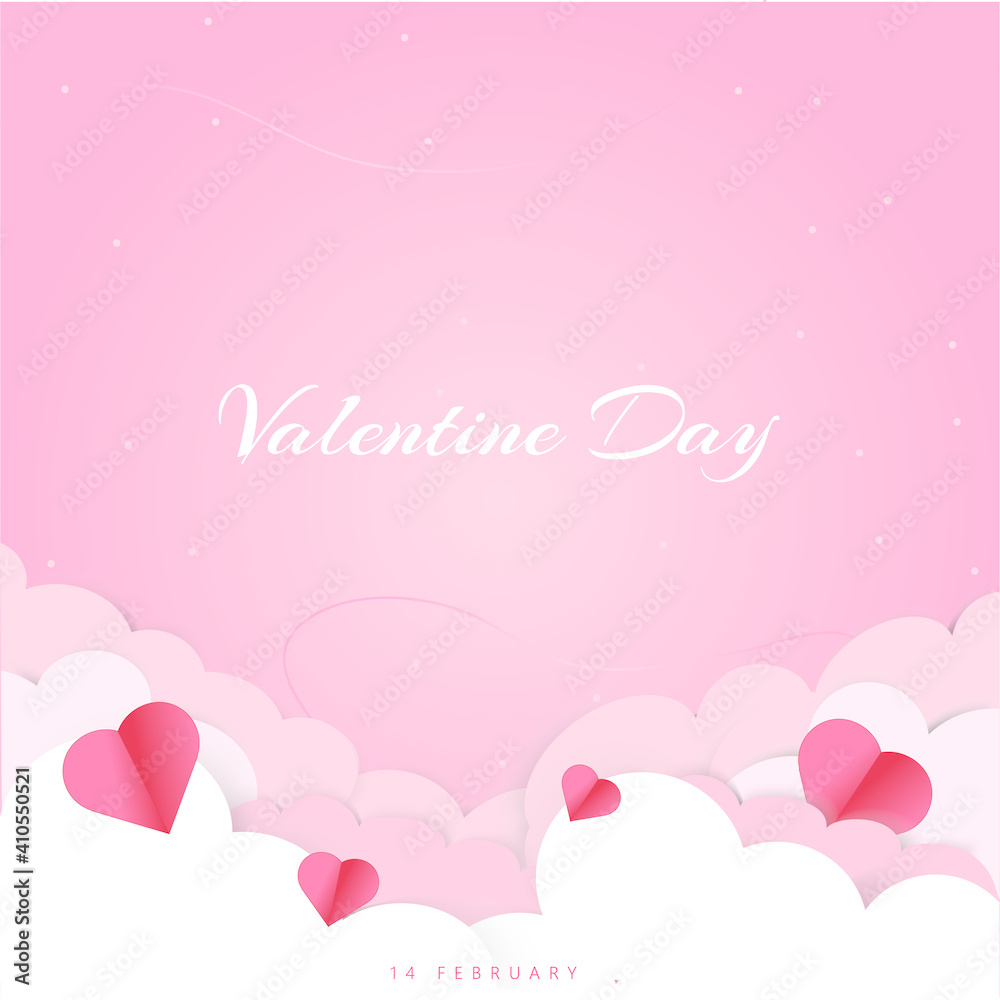 Valentine's theme illustration design with pink background