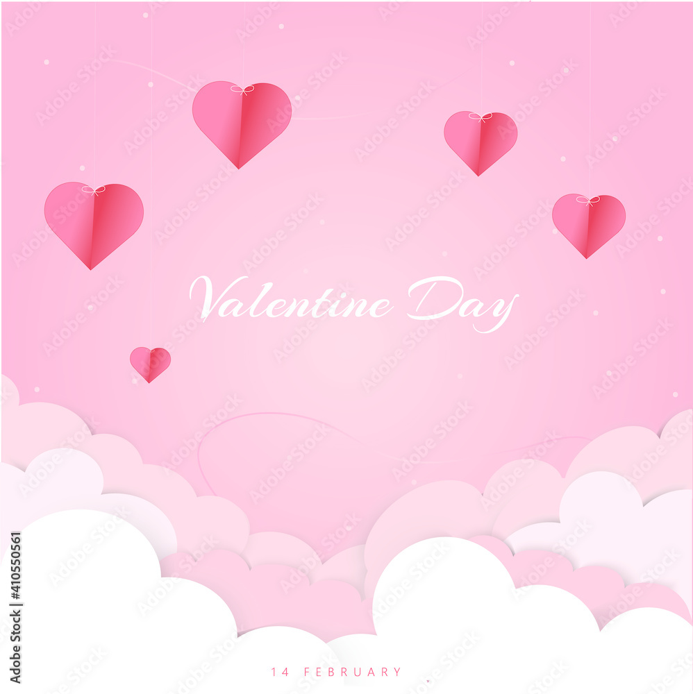 Valentine's theme illustration design on a pink background with 
