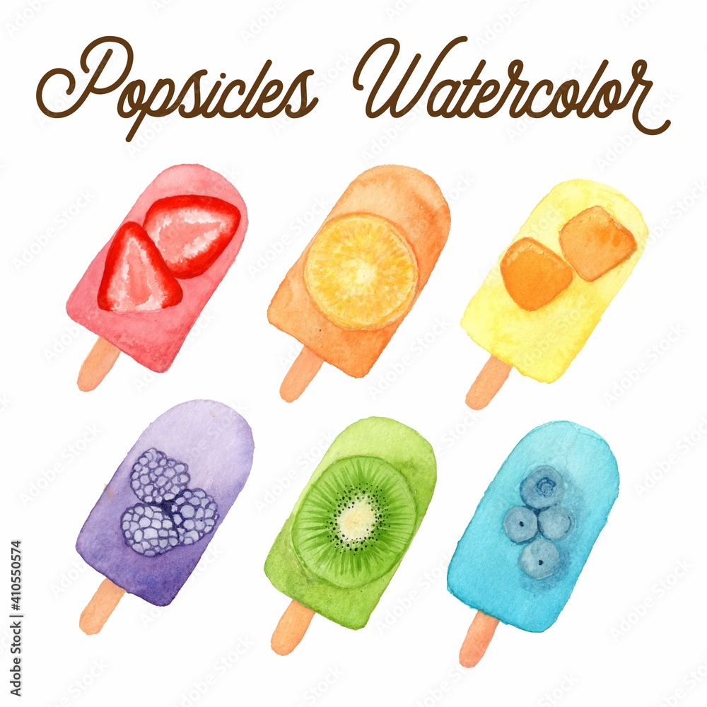 Popsicles Food Watercolor Illustration Vector 