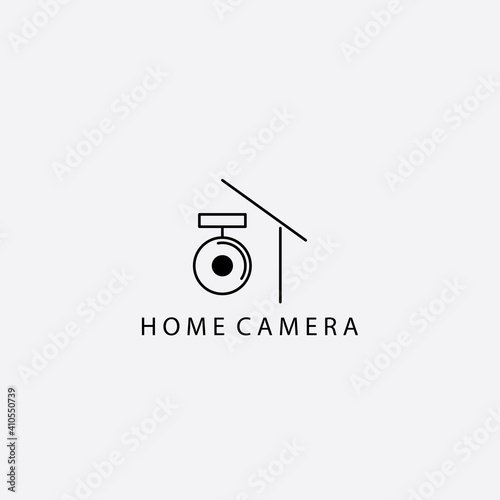 home camera logo simple line design illustration vector
