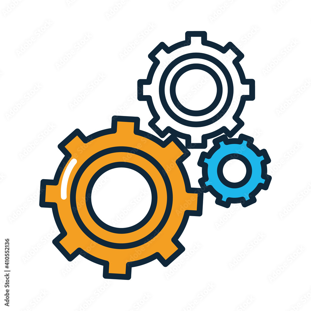 gear wheels icon, line and fill style gear wheels icon, line and fill style