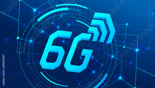 High speed 6G global mobile network, Modern data transfer technology banner template.