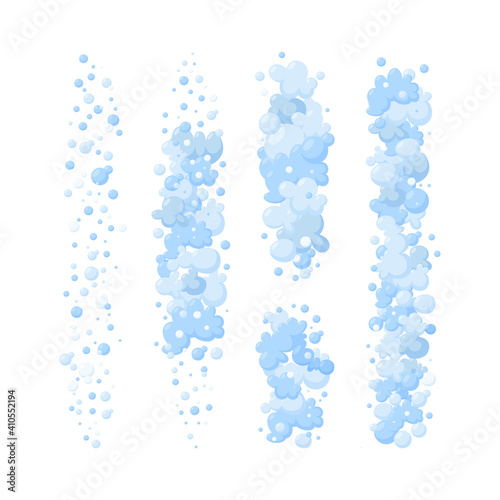 Foam made of soap or suds. Vertical dividers of suds and bubbles. Vector illustration in cartoon style