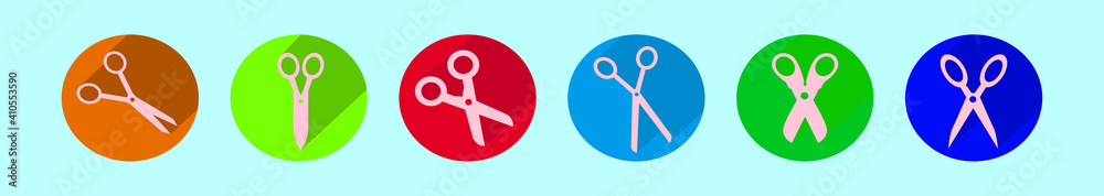 set of scissors cartoon icon design template with various models. vector illustration isolated on blue background set of scissors cartoon icon design template with various models. vector illustration isolated on blue background