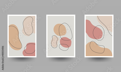 Three piece wall art minimalist, A collection of three abstract backgrounds, postcard, hand drawing vector illustration.