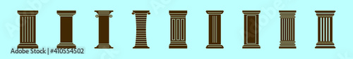 set of roman pillar cartoon icon design template with various models. vector illustration isolated on blue background