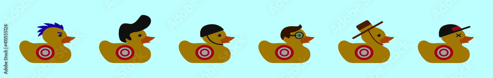set of rubber duck cartoon icon design template with various models