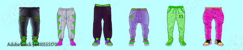 set of sweat pants cartoon icon design template with various models. vector illustration isolated on blue background