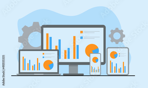 Flat design Data Analysis. Modern vector illustration concepts for background, banner, mobile app and website.