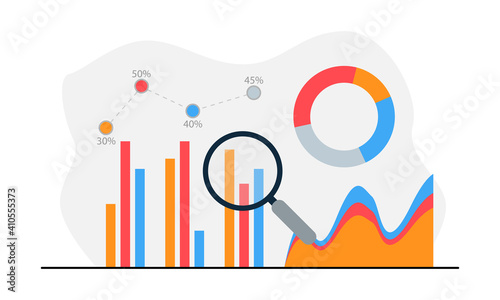 Flat design Data Analysis. Modern vector illustration concepts for background, banner, mobile app and website.