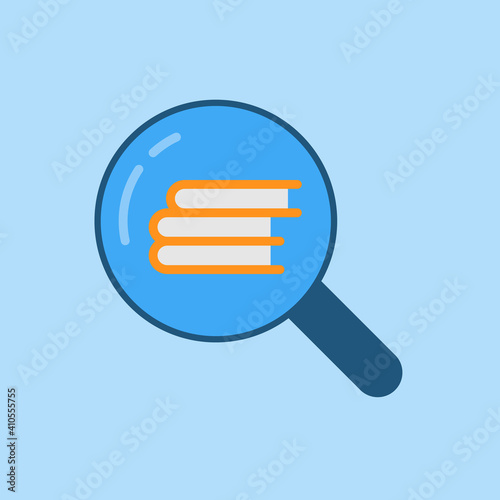 Flat design search book. Vector Illustration for mobile app, website.