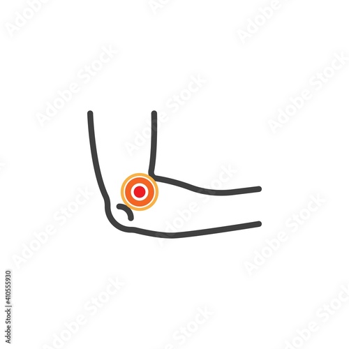 Human elbow ache line icon. linear style sign for mobile concept and web design. outline vector icon. Symbol, logo illustration. Vector graphics