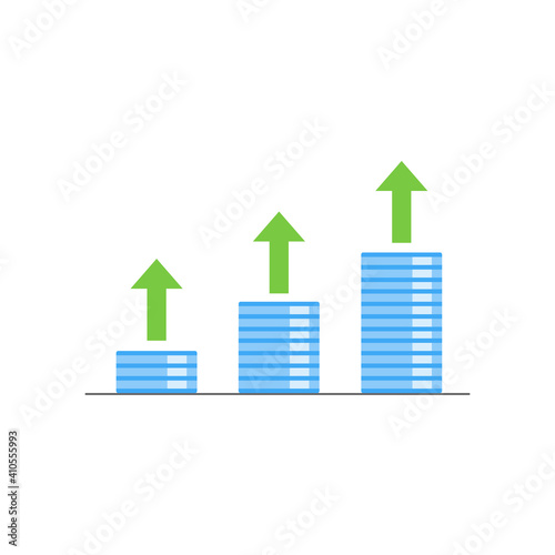 Flat design profit growth. Vector Illustration for mobile app, website.
