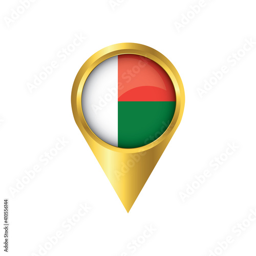 Free Download Flag of Madagascar.symbol check in Madagascar, golden map pointer with the national flag of Madagascar in the button. vector illustration. - GFXLoad